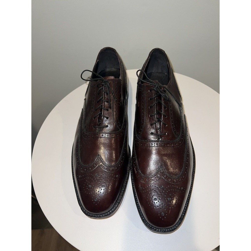 Freeman Free Flex Brown Leather Wingtip Dress Shoes Lace Oxfords Men 12 C - Picture 2 of 13